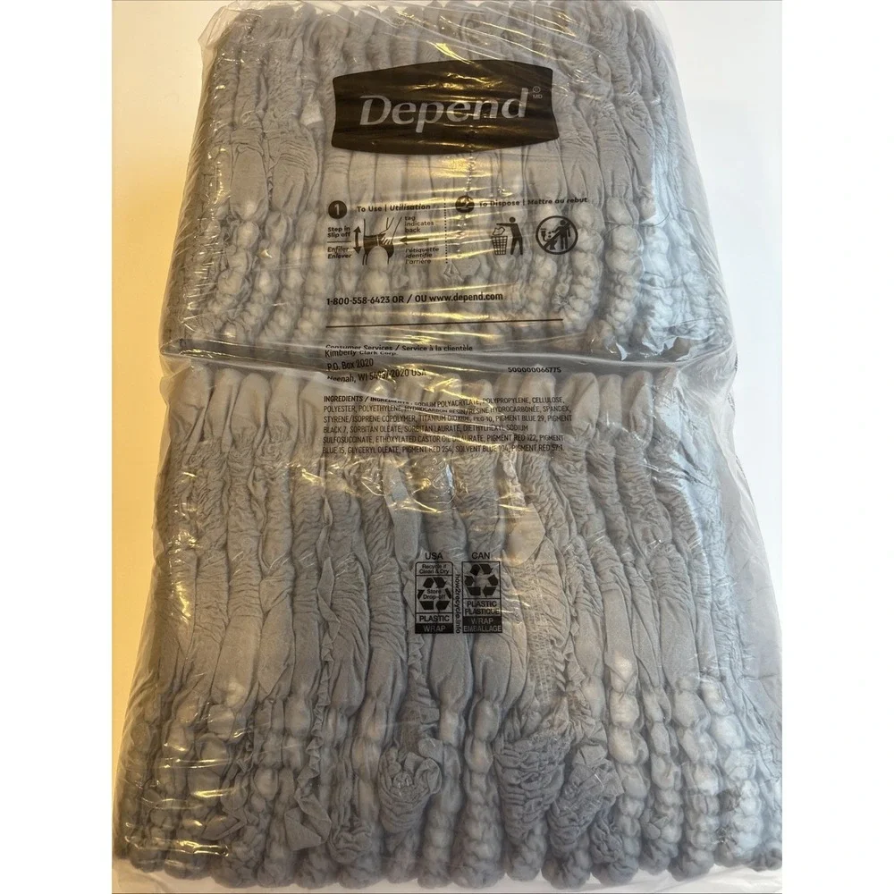 DEPENDS Fresh Men's Grey XL‎ 34 Count Underwear 44-54inch Drysheild Odor Block